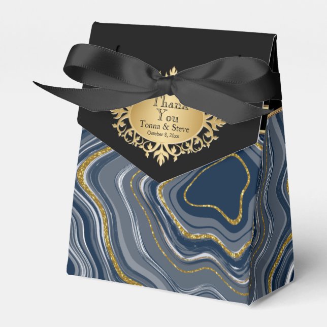 Ballotins Marbre d'agate élégant avec gris bleu et or (Verso)