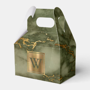 Ballotins Marbre Vert Olive Monogramme Or