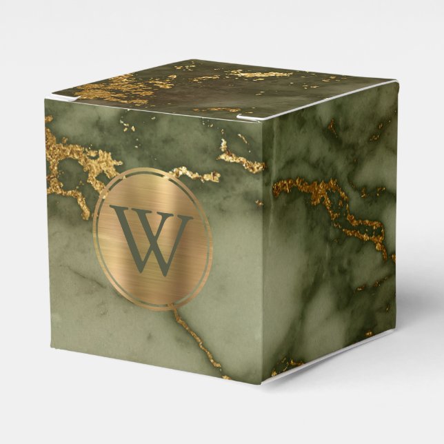 Ballotins Marbre Vert Olive Monogramme Or (Verso)