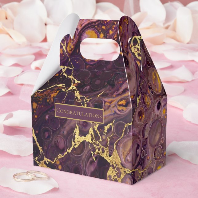 Ballotins Marbre Violet Et Or  (Mariage)