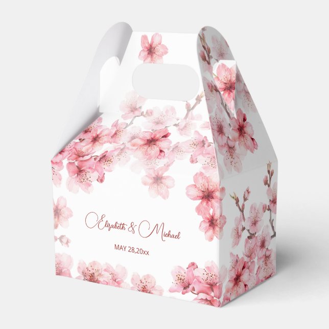 Ballotins Mariage à l'aquarelle Cerisier Rose Blanc (Verso)
