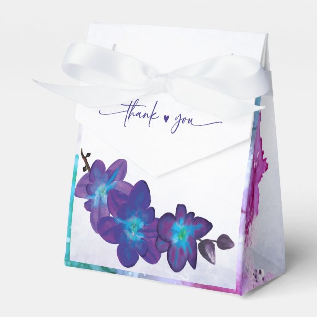 Ballotins Mariage à l'orchidée violette et bleue  (Verso)