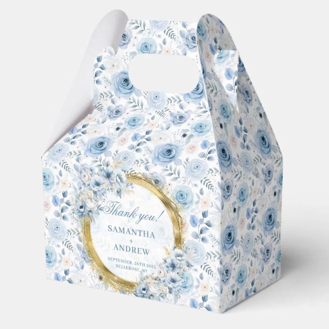 Ballotins Mariage aérien romantique Bohême Pastel Blue Gold (Aerial Romantic Bohemian Pastel Blue Gold Wedding Favor Boxes)