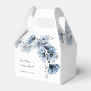 Ballotins Mariage artistique fleurs bleues blanches