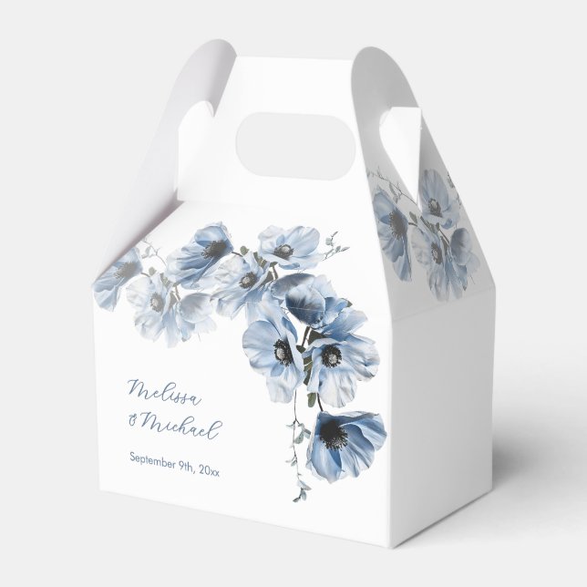 Ballotins Mariage artistique fleurs bleues blanches (Verso)
