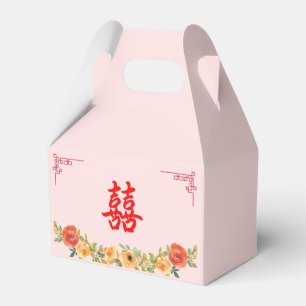 Ballotins Mariage au coin chinois floral jaune orange
