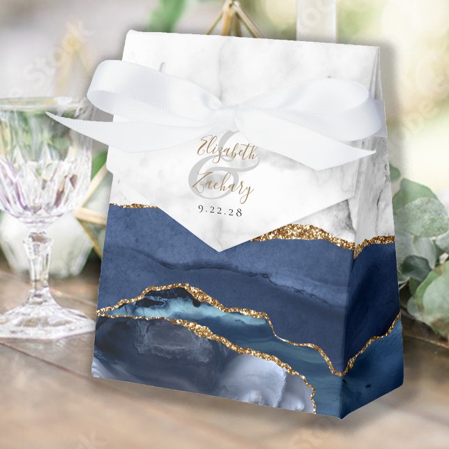 Ballotins Mariage au marbre bleu nuit et agate dorée (Créateur téléchargé)