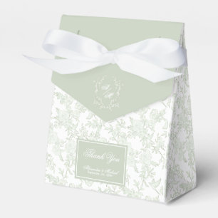 Ballotins Mariage au monogramme de toile de sage élégant