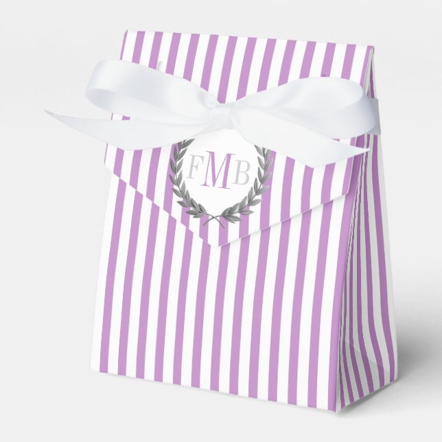 Ballotins Mariage avec monogramme rayures violettes et blanc (Verso)