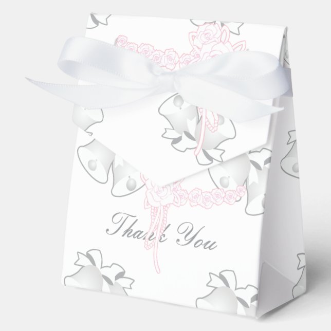 Ballotins Mariage Bells Pink Floral Blanc Merci (Recto)
