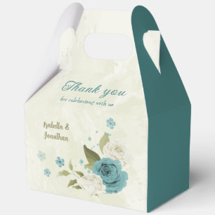 Ballotins mariage bleu blanc fleurs verdure