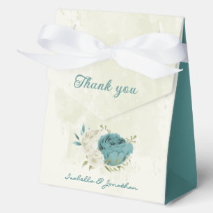 Ballotins mariage bleu blanc fleurs verdure