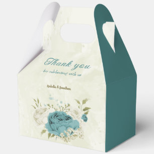 Ballotins mariage bleu blanc fleurs verdure