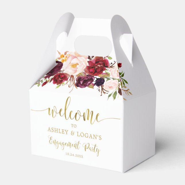 Ballotins Mariage Boho Automne Marsala Or Fête de Fiançaille (Verso)