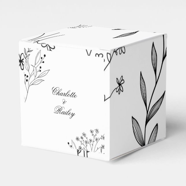 Ballotins Mariage Boho floral noir et blanc (Verso)
