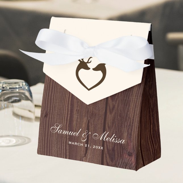 Ballotins Mariage Bois Rustique Élégant Cerf Coeur (Créateur téléchargé)