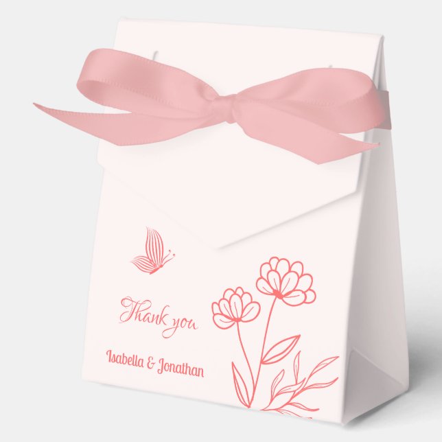 Ballotins mariage botanique rose corail simple (Recto)
