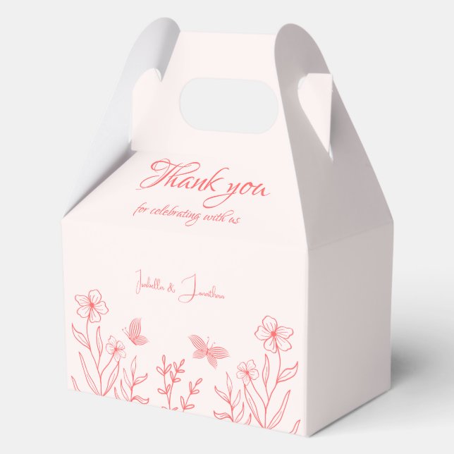 Ballotins mariage botanique rose corail simple (Recto)