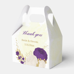 Ballotins mariage botanique royal fleurs blanches or pourpre