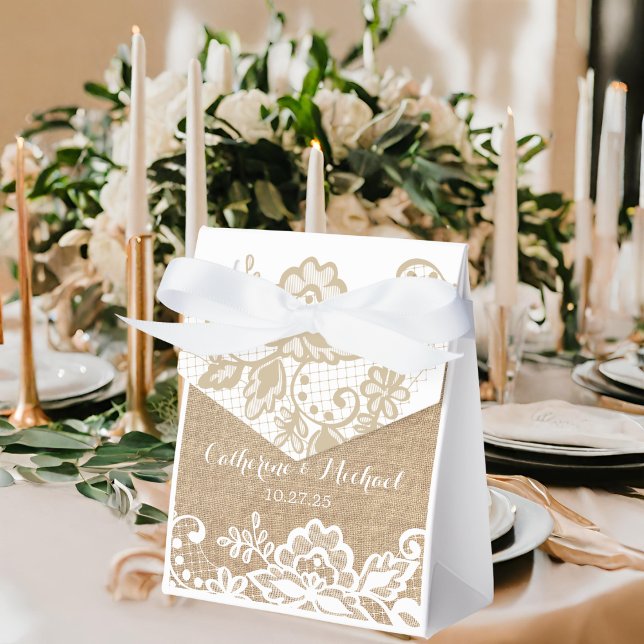 Ballotins Mariage campagnard Rustique Burlap Et Dentelle (Créateur téléchargé)