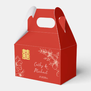 Ballotins Mariage chinois élégant moderne floral script roug