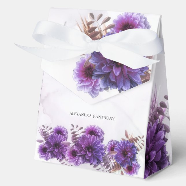Ballotins Mariage Chrysanthème Aquarelle Violet  (Recto)
