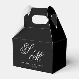 Ballotins Mariage Classique Monogramme Script Noir & Blanc