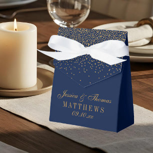 Ballotins Mariage Confetti en or bleu marine et glam