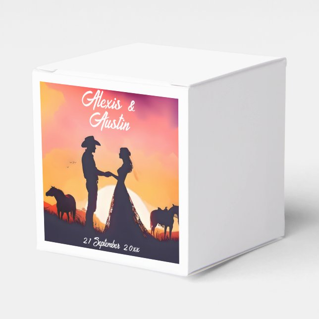 Ballotins Mariage Cowboy et Cowgirl en Silhouette (Verso)