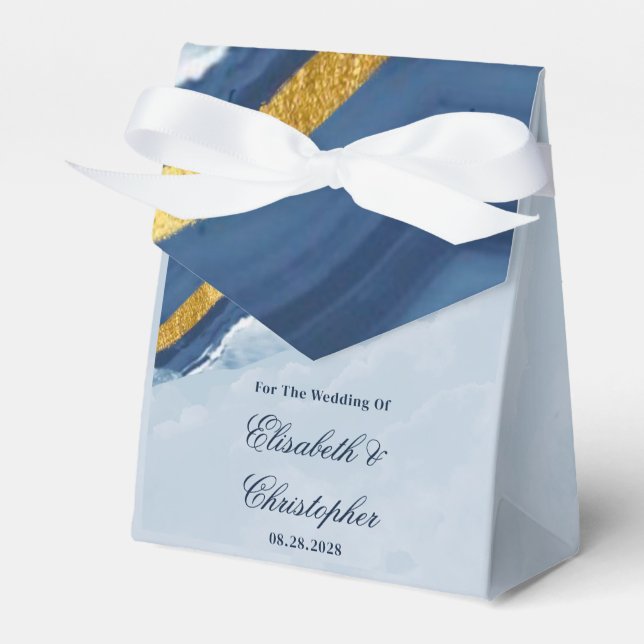 Ballotins Mariage d'âge bleu et or de la marine Dusty (Verso)