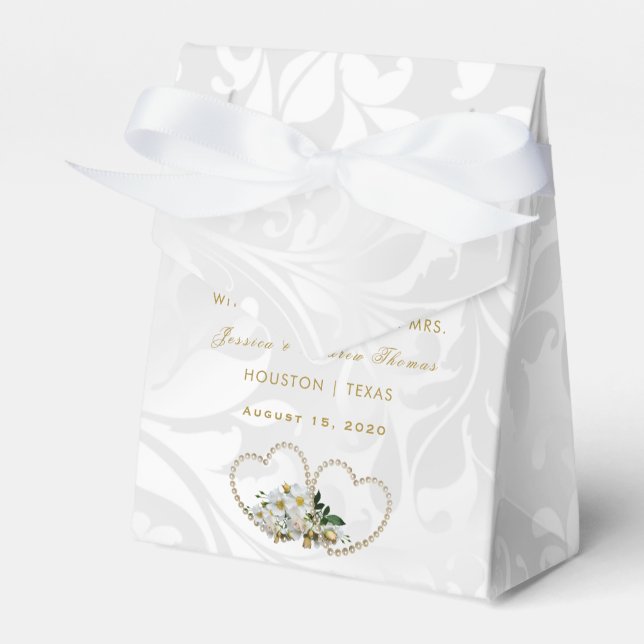 Ballotins Mariage Damassé Cœurs et Fleurs de Perle (Verso)