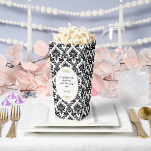 Ballotins Mariage damassé noir et blanc or vintage