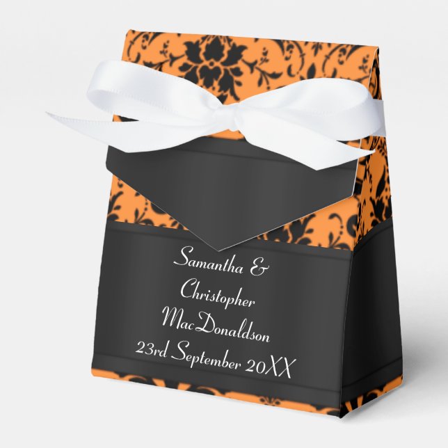 Ballotins Mariage damassé noire et orange (Verso)