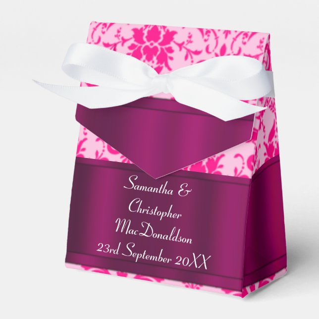 Ballotins Mariage damassé rose vif (Verso)