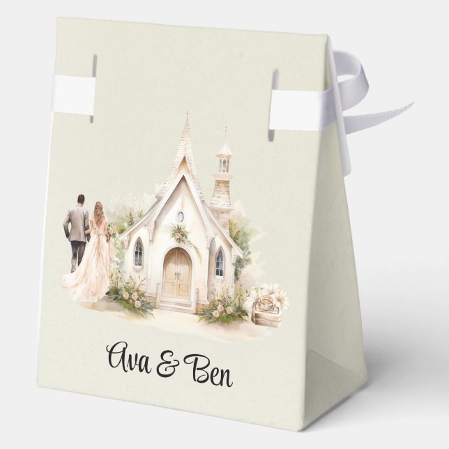 Ballotins Mariage d'aquarelle White Church (Verso)