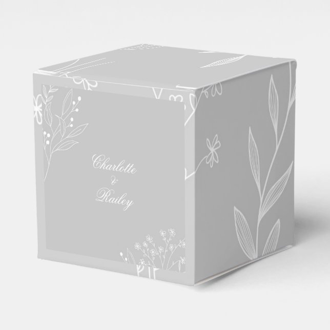 Ballotins Mariage de Boho Floral à Coin Blanc Argent (Verso)