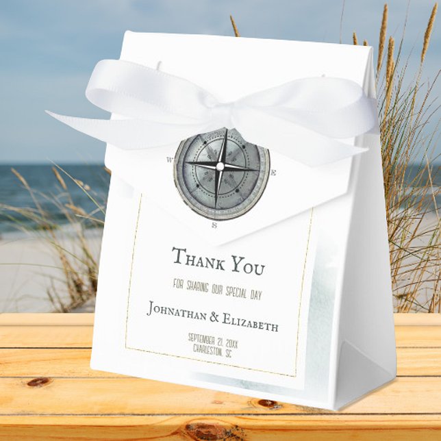 Ballotins Mariage de boussole marine vintage (Vintage Nautical Compass Wedding Favor Boxes)