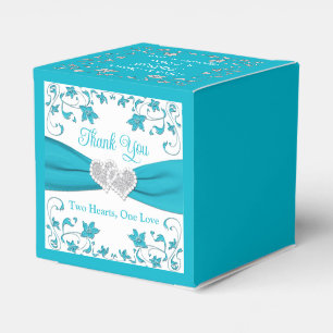 Ballotins Mariage de Coeurs d'Amour Turquoise, Argent