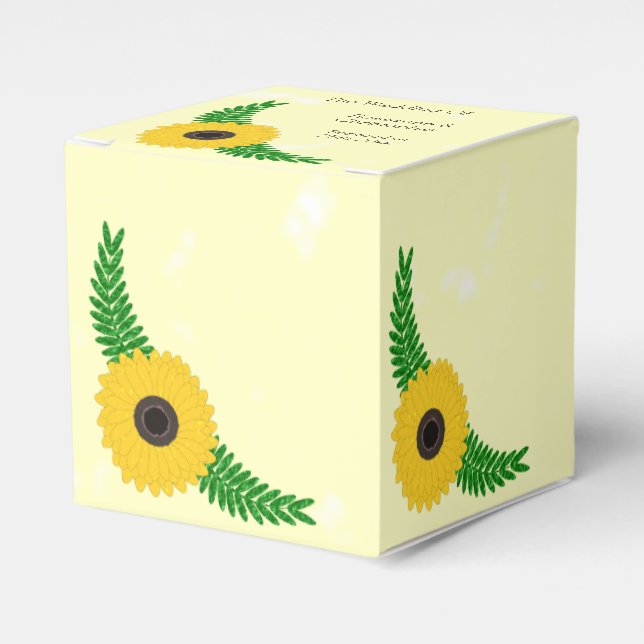Ballotins Mariage de design de tournesol de couleur jaune (Verso)