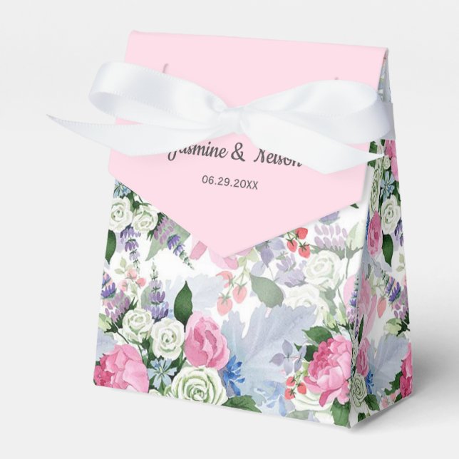 Ballotins Mariage de fleur d'aquarelle rose boho rustique (Verso)