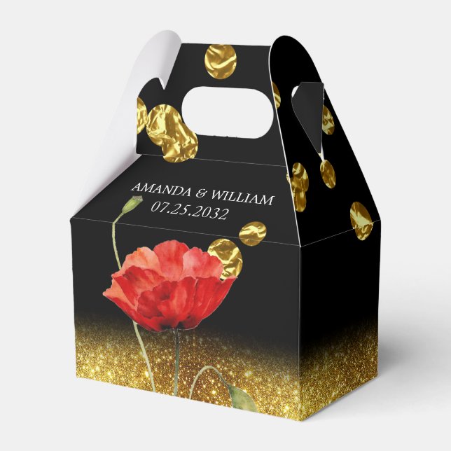 Ballotins Mariage de Fleur Rouge Élégant Noir (Verso)