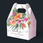 Ballotins Mariage de fleurs tropicales rose orange coloré<br><div class="desc">Ce design mariage tropical est parfait pour les couples qui planifient un mariage d'été,  de plage ou de destination. Les boîtes présentent un design d'aquarelle magnifique et éclatant,  avec des fleurs tropicales dans les tons rose et orange,  rappelant un magnifique paradis insulaire aux éléments de parties scintillant faux or.</div>