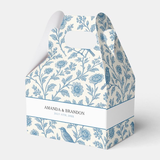 Ballotins Mariage de frontière floral chic bleu Toile de Jou (Arrière)