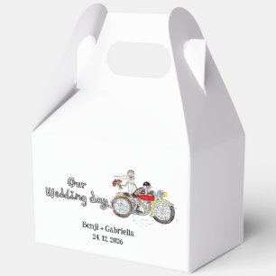 Ballotins Mariage de jeunes mariés à moto