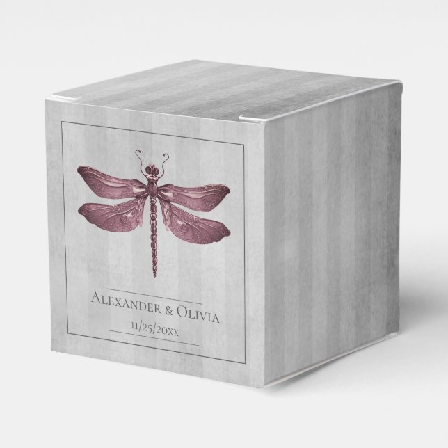 Ballotins Mariage de libellules à bijoux Magenta (Verso)