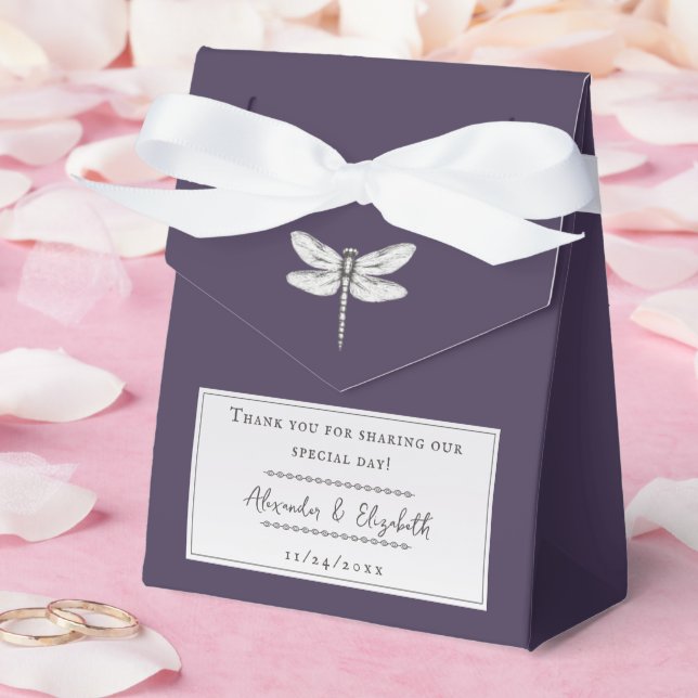 Ballotins Mariage de libellules violettes foncées (Mariage)