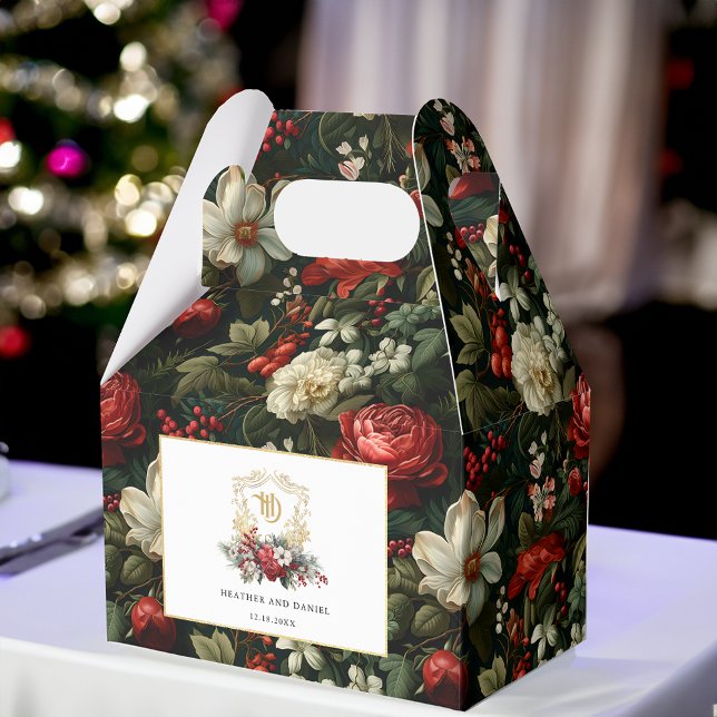 Ballotins Mariage de monogramme de crête florale de Noël cla (Créateur téléchargé)