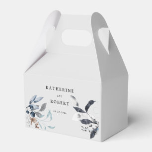 Ballotins Mariage de monogramme Floral d'hiver bleu gelé