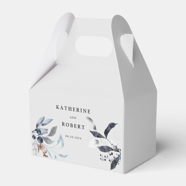 Ballotins Mariage de monogramme Floral d'hiver bleu gelé (Verso)