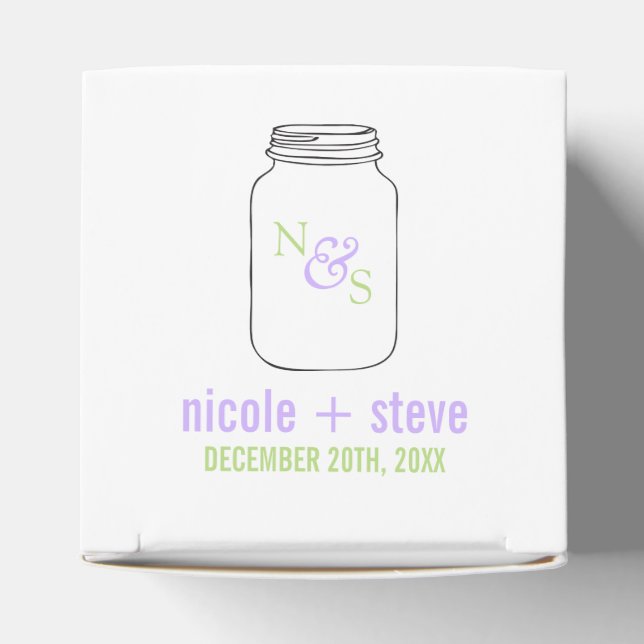 Ballotins Mariage de monogramme Mason Jar Green et Lavender (Haut)